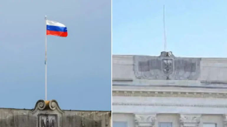 Ucrania quita bandera rusa